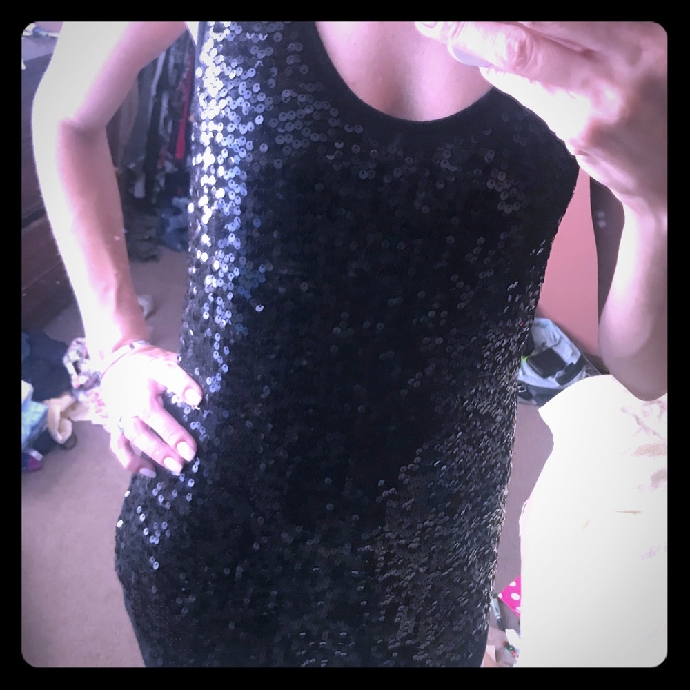 Black sequin tank